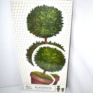 Hester & Cook 12(total) Die-cut Topiary Pair Placemat NWT